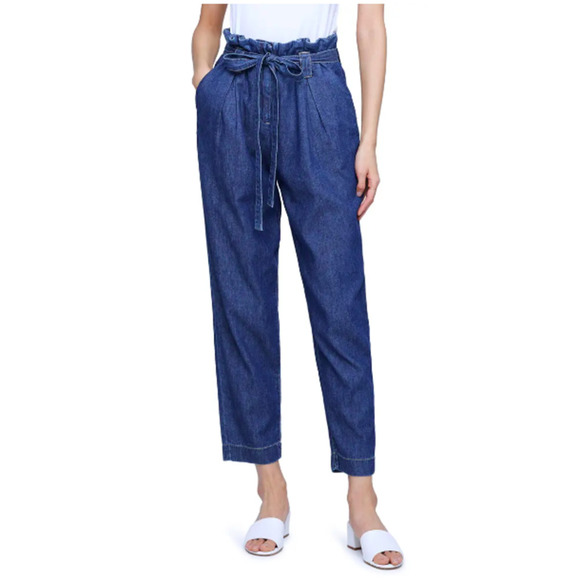 L'AGENCE Violette Paperbag Waist Nonstretch Demin Pant - Picture 1 of 8